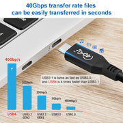 Cavo dati da USB-C/tipo-C 4.0 maschio a USB-C/tipo-C 4.0 maschio con funzionalità complete per Thunderbolt 3, 0.5m, 0.8m, 1m