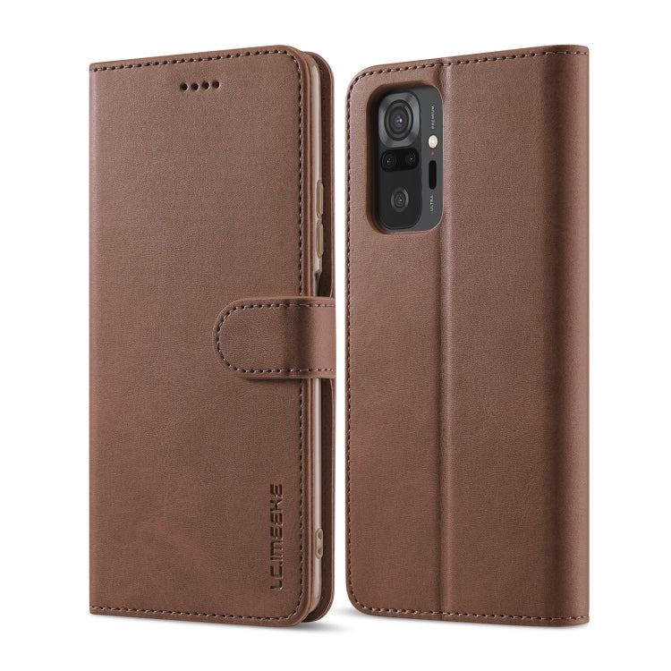 LC.IMEEKE Custodia in pelle a vibrazione orizzontale con struttura in vitello con supporto, slot per schede e portafoglio, For Xiaomi Redmi 10