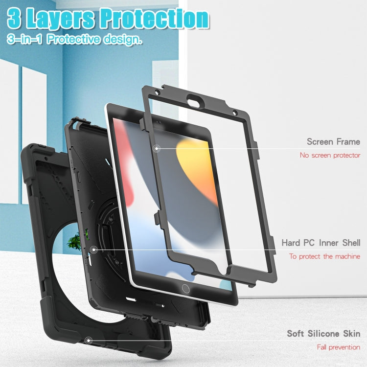 Custodia protettiva in silicone + PC con supporto e tracolla, For iPad 10.2 2021 / 2020 / 2019