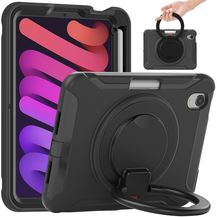 Custodia protettiva antiurto in TPU + PC con supporto per impugnatura pieghevole con rotazione a 360 gradi e slot per penna, For iPad mini 6 / mini 2024