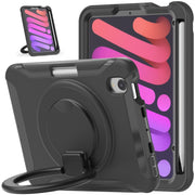 Custodia protettiva antiurto in TPU + PC con supporto per impugnatura pieghevole con rotazione a 360 gradi e slot per penna, For iPad mini 6 / mini 2024