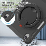 Custodia protettiva antiurto in TPU + PC con supporto per impugnatura pieghevole con rotazione a 360 gradi e slot per penna, For iPad mini 6 / mini 2024