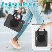 Custodia protettiva antiurto in TPU + PC con supporto per impugnatura pieghevole con rotazione a 360 gradi e slot per penna, For iPad mini 6 / mini 2024