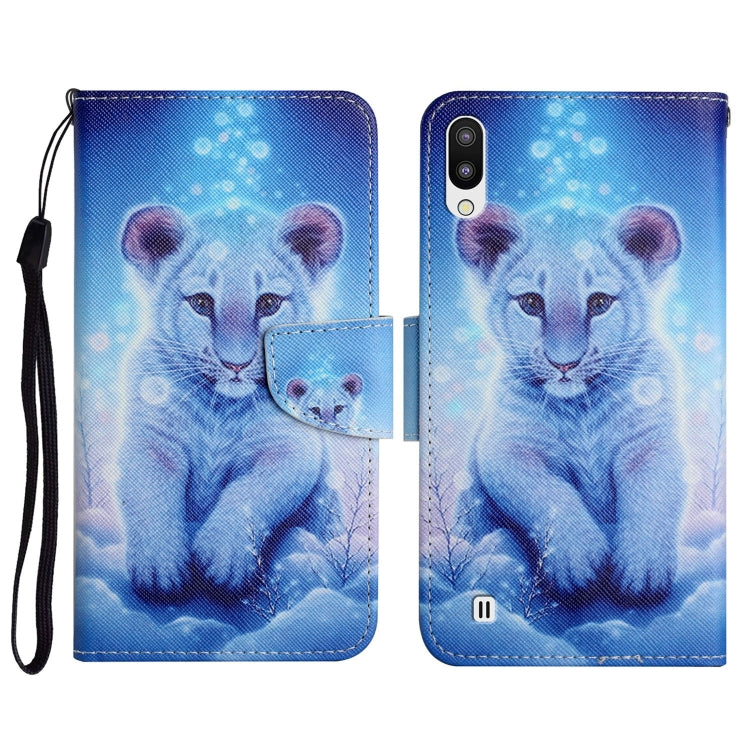 Custodia in pelle flip orizzontale con motivo dipinto con supporto, slot per schede e portafoglio, For Samsung Galaxy A01