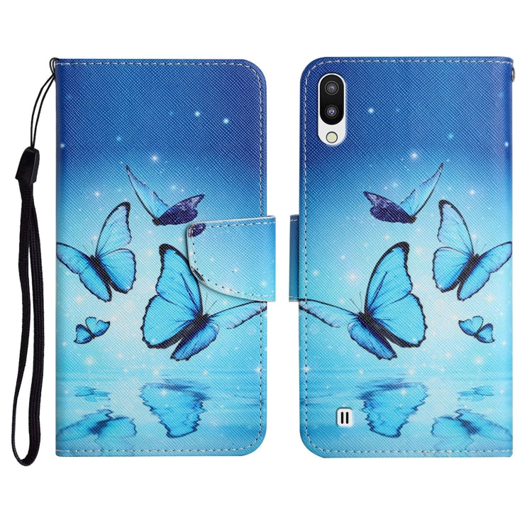 Custodia in pelle flip orizzontale con motivo dipinto con supporto, slot per schede e portafoglio, For Samsung Galaxy A01