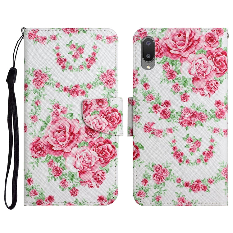 Custodia in pelle flip orizzontale con motivo dipinto con supporto, slot per schede e portafoglio, For Samsung Galaxy A02