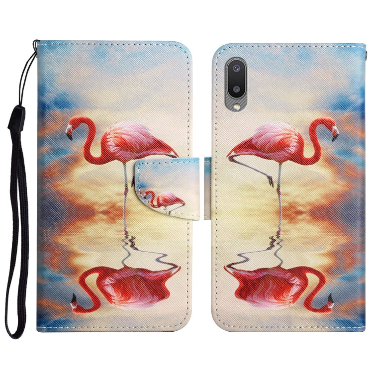 Custodia in pelle flip orizzontale con motivo dipinto con supporto, slot per schede e portafoglio, For Samsung Galaxy A02