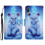 Custodia in pelle flip orizzontale con motivo dipinto con supporto, slot per schede e portafoglio, For Samsung Galaxy A02