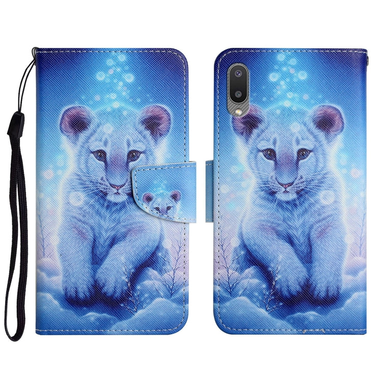 Custodia in pelle flip orizzontale con motivo dipinto con supporto, slot per schede e portafoglio, For Samsung Galaxy A02