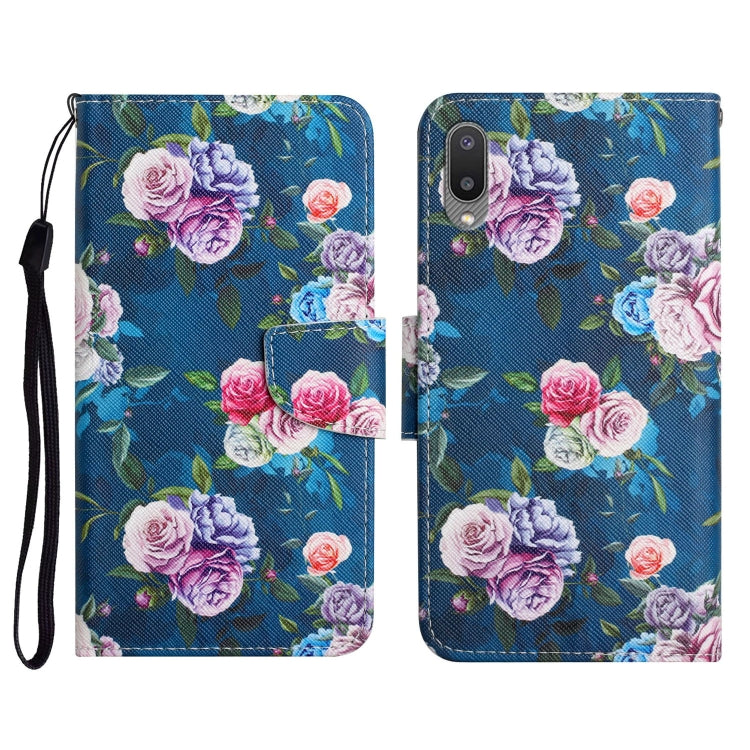 Custodia in pelle flip orizzontale con motivo dipinto con supporto, slot per schede e portafoglio, For Samsung Galaxy A02