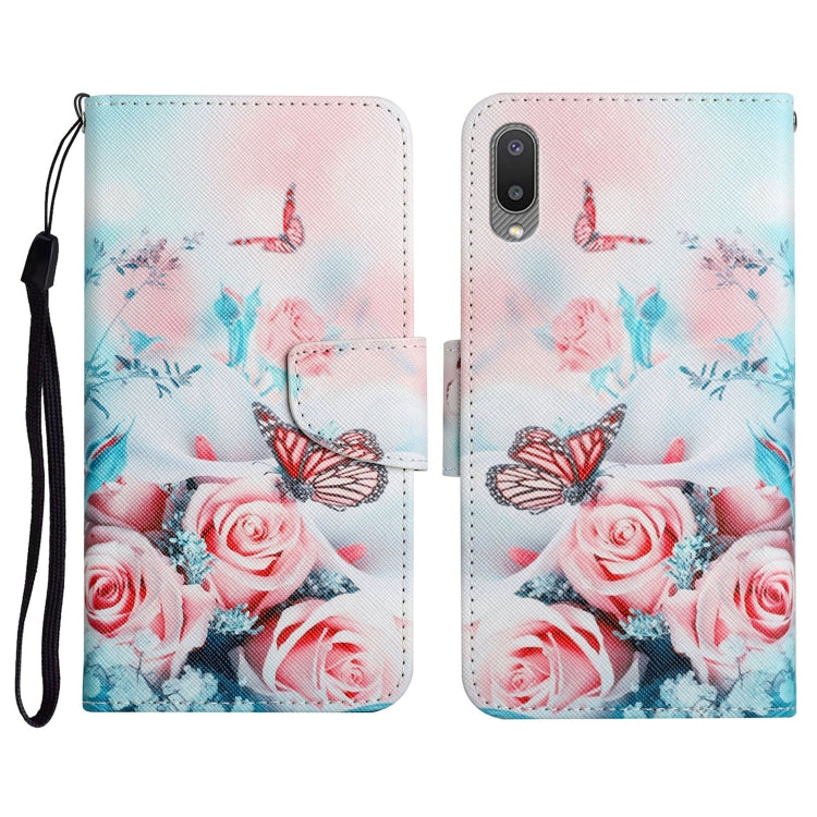 Custodia in pelle flip orizzontale con motivo dipinto con supporto, slot per schede e portafoglio, For Samsung Galaxy A02