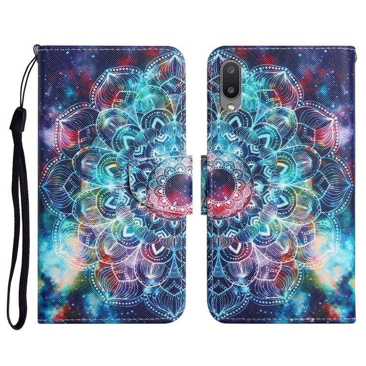 Custodia in pelle flip orizzontale con motivo dipinto con supporto, slot per schede e portafoglio, For Samsung Galaxy A02