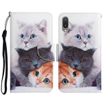 Custodia in pelle flip orizzontale con motivo dipinto con supporto, slot per schede e portafoglio, For Samsung Galaxy A02