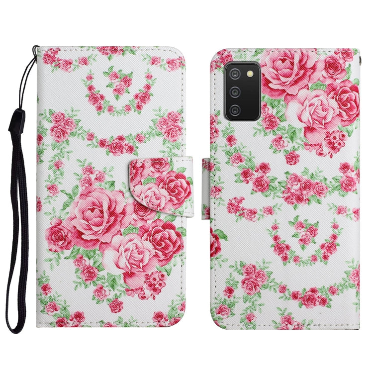 Custodia in pelle flip orizzontale con motivo dipinto con supporto, slot per schede e portafoglio, For Samsung Galaxy A02s US Edition