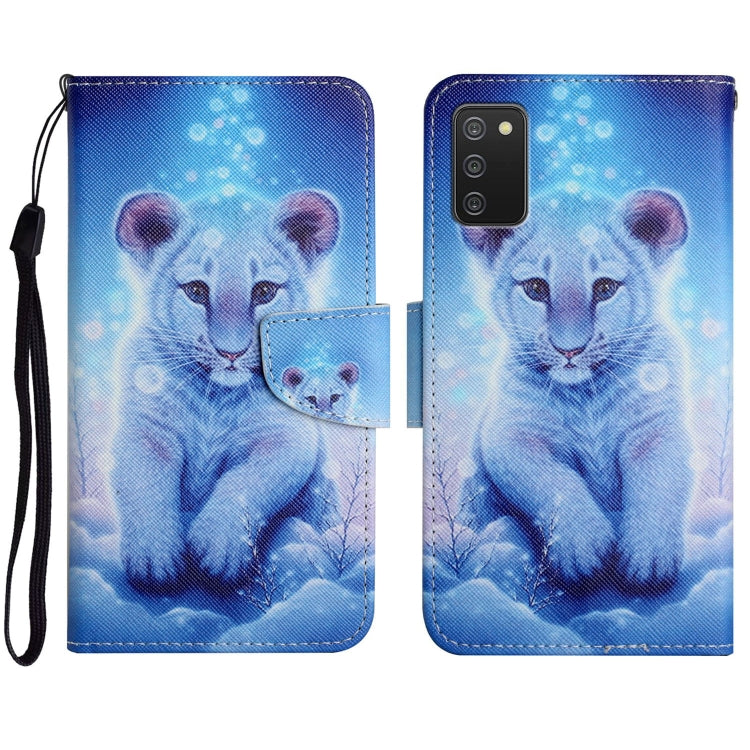 Custodia in pelle flip orizzontale con motivo dipinto con supporto, slot per schede e portafoglio, For Samsung Galaxy A02s US Edition