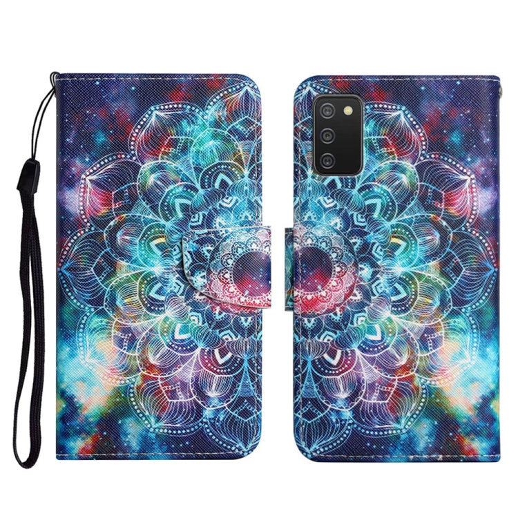 Custodia in pelle flip orizzontale con motivo dipinto con supporto, slot per schede e portafoglio, For Samsung Galaxy A02s US Edition