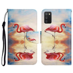 Custodia in pelle flip orizzontale con motivo dipinto con supporto, slot per schede e portafoglio, For Samsung Galaxy A02s EU Edition
