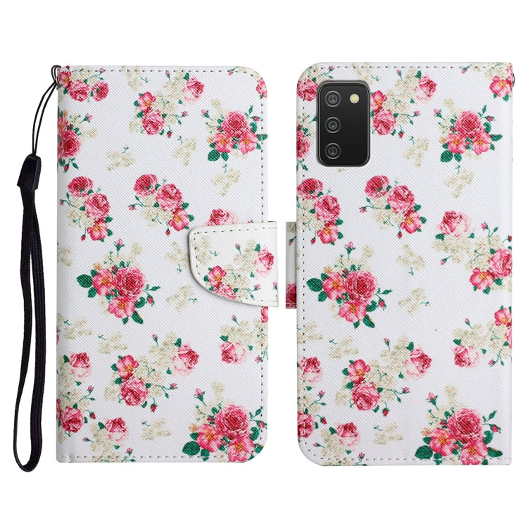 Custodia in pelle flip orizzontale con motivo dipinto con supporto, slot per schede e portafoglio, For Samsung Galaxy A02s EU Edition