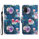 Custodia in pelle flip orizzontale con motivo dipinto con supporto, slot per schede e portafoglio, For Samsung Galaxy A02s EU Edition