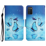 Custodia in pelle flip orizzontale con motivo dipinto con supporto, slot per schede e portafoglio, For Samsung Galaxy A02s EU Edition