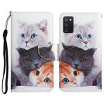 Custodia in pelle flip orizzontale con motivo dipinto con supporto, slot per schede e portafoglio, For Samsung Galaxy A02s EU Edition