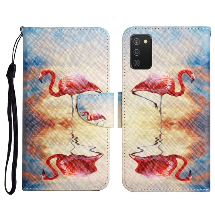 Custodia in pelle flip orizzontale con motivo dipinto con supporto, slot per schede e portafoglio, For Samsung Galaxy A03s 164mm