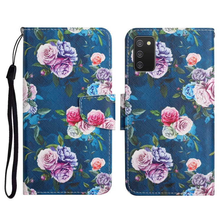 Custodia in pelle flip orizzontale con motivo dipinto con supporto, slot per schede e portafoglio, For Samsung Galaxy A03s 164mm