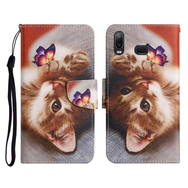 Custodia in pelle flip orizzontale con motivo dipinto con supporto, slot per schede e portafoglio, For Samsung Galaxy A10s