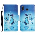 Custodia in pelle flip orizzontale con motivo dipinto con supporto, slot per schede e portafoglio, For Samsung Galaxy A10s