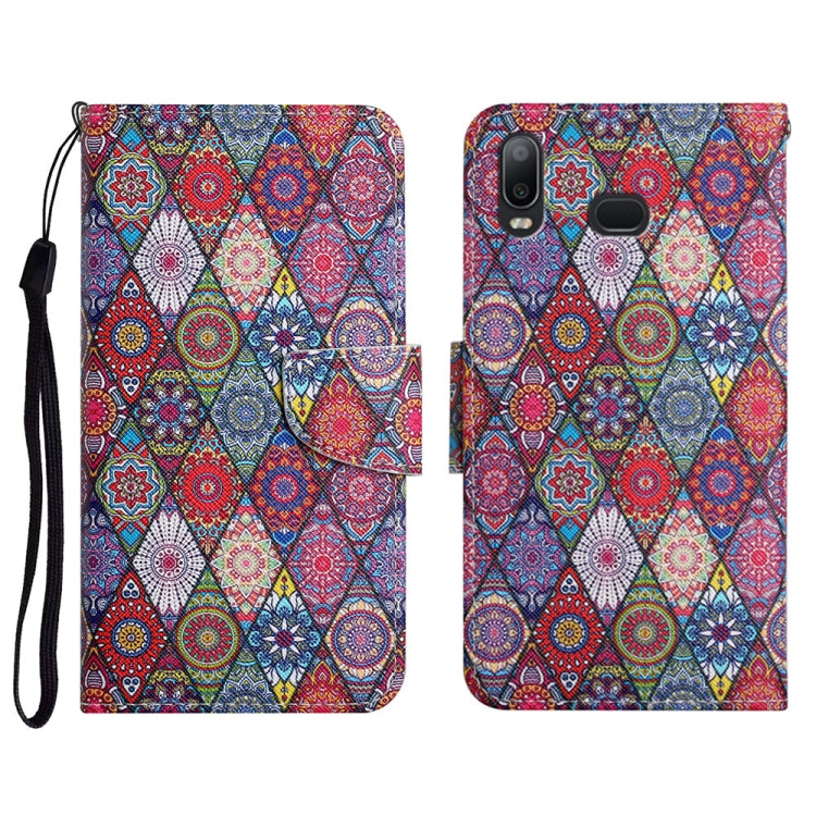 Custodia in pelle flip orizzontale con motivo dipinto con supporto, slot per schede e portafoglio, For Samsung Galaxy A10s