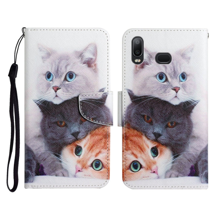 Custodia in pelle flip orizzontale con motivo dipinto con supporto, slot per schede e portafoglio, For Samsung Galaxy A10s