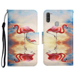Custodia in pelle flip orizzontale con motivo dipinto con supporto, slot per schede e portafoglio, For Samsung Galaxy A11