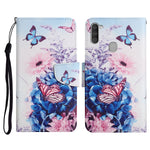 Custodia in pelle flip orizzontale con motivo dipinto con supporto, slot per schede e portafoglio, For Samsung Galaxy A11