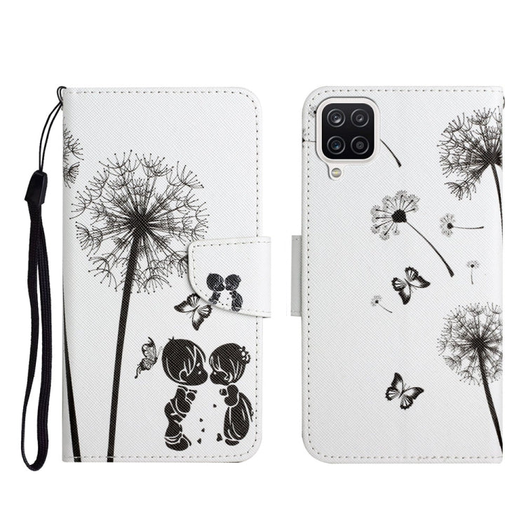 Custodia in pelle flip orizzontale con motivo dipinto con supporto, slot per schede e portafoglio, For Samsung Galaxy A12