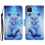Custodia in pelle flip orizzontale con motivo dipinto con supporto, slot per schede e portafoglio, For Samsung Galaxy A12