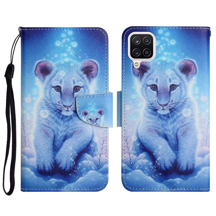 Custodia in pelle flip orizzontale con motivo dipinto con supporto, slot per schede e portafoglio, For Samsung Galaxy A12