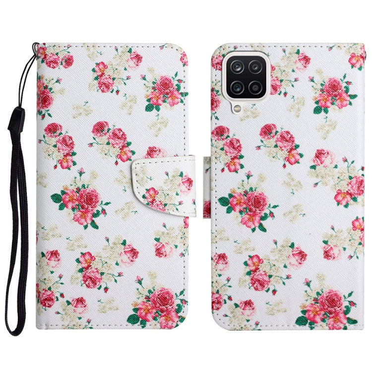 Custodia in pelle flip orizzontale con motivo dipinto con supporto, slot per schede e portafoglio, For Samsung Galaxy A12