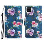 Custodia in pelle flip orizzontale con motivo dipinto con supporto, slot per schede e portafoglio, For Samsung Galaxy A12