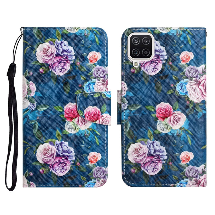 Custodia in pelle flip orizzontale con motivo dipinto con supporto, slot per schede e portafoglio, For Samsung Galaxy A12