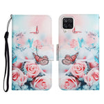 Custodia in pelle flip orizzontale con motivo dipinto con supporto, slot per schede e portafoglio, For Samsung Galaxy A12