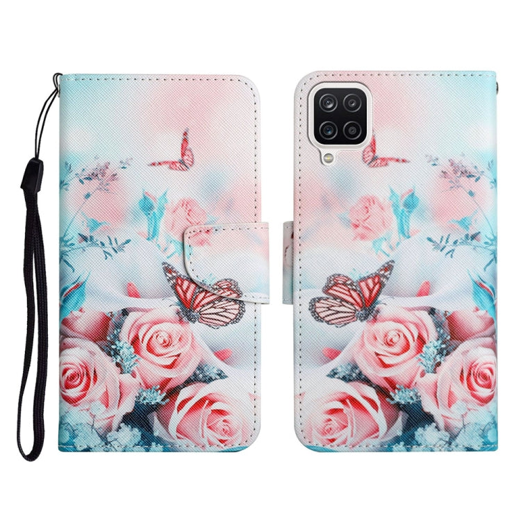 Custodia in pelle flip orizzontale con motivo dipinto con supporto, slot per schede e portafoglio, For Samsung Galaxy A12