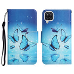 Custodia in pelle flip orizzontale con motivo dipinto con supporto, slot per schede e portafoglio, For Samsung Galaxy A12