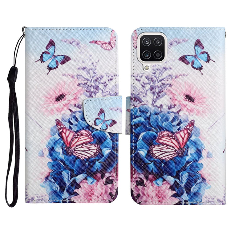 Custodia in pelle flip orizzontale con motivo dipinto con supporto, slot per schede e portafoglio, For Samsung Galaxy A12