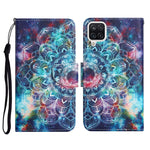 Custodia in pelle flip orizzontale con motivo dipinto con supporto, slot per schede e portafoglio, For Samsung Galaxy A12