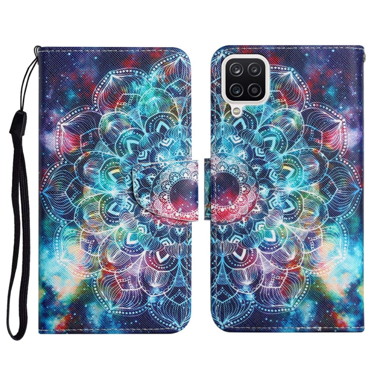 Custodia in pelle flip orizzontale con motivo dipinto con supporto, slot per schede e portafoglio, For Samsung Galaxy A12