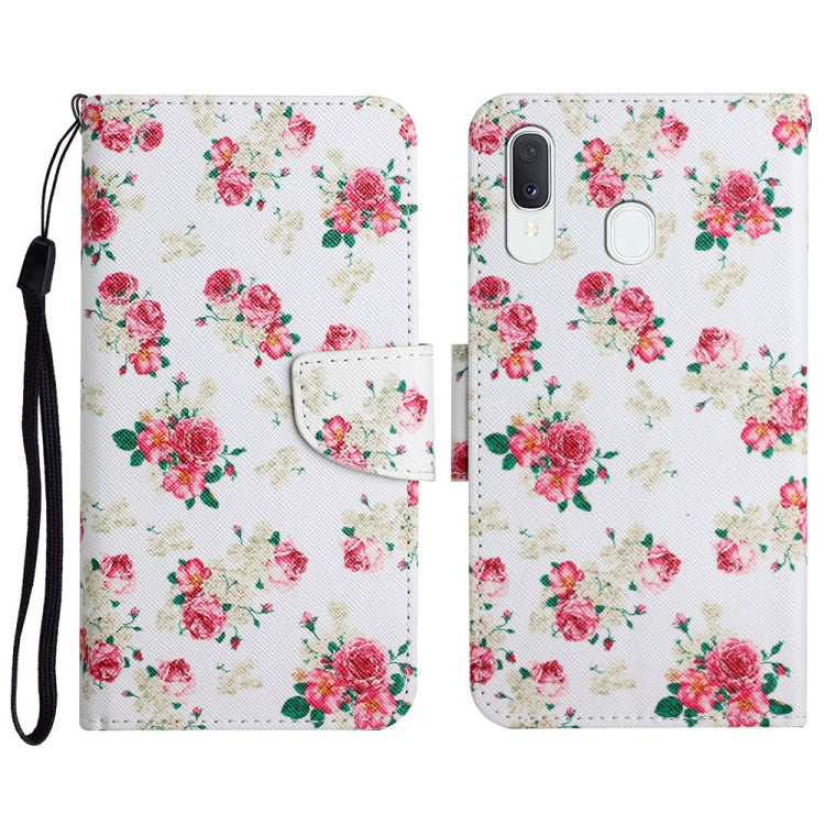 Custodia in pelle flip orizzontale con motivo dipinto con supporto, slot per schede e portafoglio, For Samsung Galaxy A20 / A30