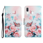Custodia in pelle flip orizzontale con motivo dipinto con supporto, slot per schede e portafoglio, For Samsung Galaxy A20 / A30