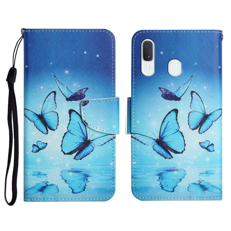 Custodia in pelle flip orizzontale con motivo dipinto con supporto, slot per schede e portafoglio, For Samsung Galaxy A20 / A30