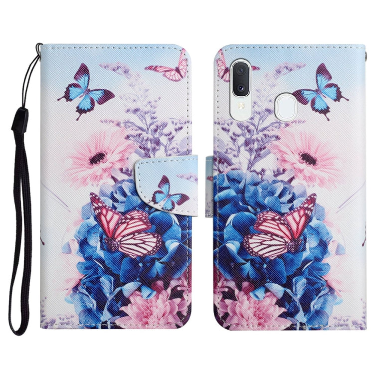 Custodia in pelle flip orizzontale con motivo dipinto con supporto, slot per schede e portafoglio, For Samsung Galaxy A20 / A30