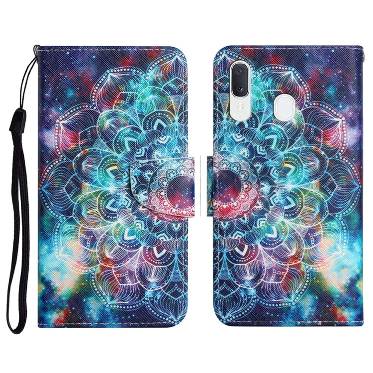 Custodia in pelle flip orizzontale con motivo dipinto con supporto, slot per schede e portafoglio, For Samsung Galaxy A20 / A30